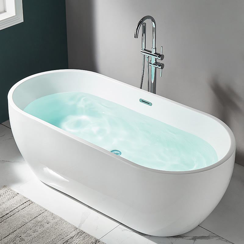 Modern White Acrylic Bath Tub Oval Freestanding Bathtub for Home Clearhalo 'Bathroom Remodel & Bathroom Fixtures' 'Bathtubs' 'Home Improvement' 'home_improvement' 'home_improvement_bathtubs' 'Showers & Bathtubs' 6075420