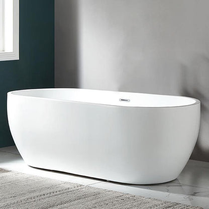 Modern White Acrylic Bath Tub Oval Freestanding Bathtub for Home Tub Clearhalo 'Bathroom Remodel & Bathroom Fixtures' 'Bathtubs' 'Home Improvement' 'home_improvement' 'home_improvement_bathtubs' 'Showers & Bathtubs' 6075421