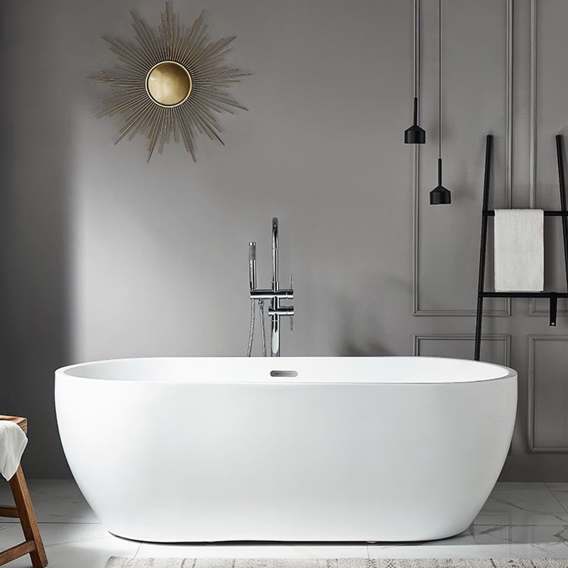 Modern White Acrylic Bath Tub Oval Freestanding Bathtub for Home Clearhalo 'Bathroom Remodel & Bathroom Fixtures' 'Bathtubs' 'Home Improvement' 'home_improvement' 'home_improvement_bathtubs' 'Showers & Bathtubs' 6075422