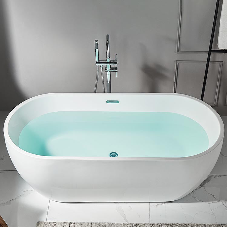 Modern White Acrylic Bath Tub Oval Freestanding Bathtub for Home Clearhalo 'Bathroom Remodel & Bathroom Fixtures' 'Bathtubs' 'Home Improvement' 'home_improvement' 'home_improvement_bathtubs' 'Showers & Bathtubs' 6075424
