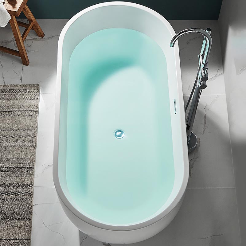 Modern White Acrylic Bath Tub Oval Freestanding Bathtub for Home Clearhalo 'Bathroom Remodel & Bathroom Fixtures' 'Bathtubs' 'Home Improvement' 'home_improvement' 'home_improvement_bathtubs' 'Showers & Bathtubs' 6075433