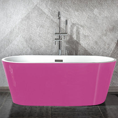 Modern Matte Acrylic Bath Tub Oval Freestanding Tub for Home Pink Clearhalo 'Bathroom Remodel & Bathroom Fixtures' 'Bathtubs' 'Home Improvement' 'home_improvement' 'home_improvement_bathtubs' 'Showers & Bathtubs' 6075447