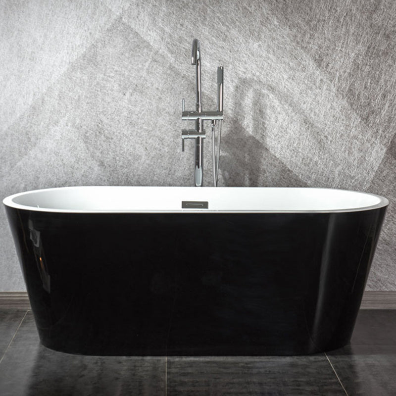 Modern Matte Acrylic Bath Tub Oval Freestanding Tub for Home Black Clearhalo 'Bathroom Remodel & Bathroom Fixtures' 'Bathtubs' 'Home Improvement' 'home_improvement' 'home_improvement_bathtubs' 'Showers & Bathtubs' 6075450