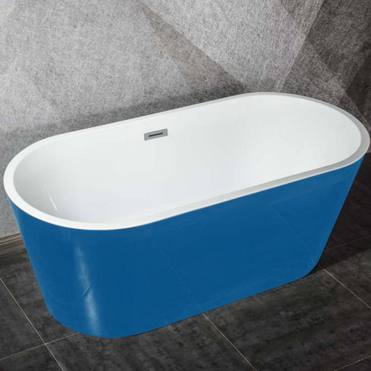 Modern Matte Acrylic Bath Tub Oval Freestanding Tub for Home Clearhalo 'Bathroom Remodel & Bathroom Fixtures' 'Bathtubs' 'Home Improvement' 'home_improvement' 'home_improvement_bathtubs' 'Showers & Bathtubs' 6075451