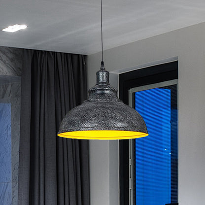 Domed Restaurant Pendant Lighting Vintage Iron 1-Light Black/Bronze Finish Hanging Lamp Kit Black Clearhalo 'Art Deco Pendants' 'Black' 'Cast Iron' 'Ceiling Lights' 'Ceramic' 'Crystal' 'Industrial Pendants' 'Industrial' 'Metal' 'Middle Century Pendants' 'Pendant Lights' 'Pendants' 'Rustic Pendants' 'Tiffany' Lighting' 607586