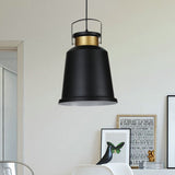 1 Bulb Bell Down Lighting Antiqued Black Finish Aluminum Handle Suspended Pendant Lamp Black Clearhalo 'Art Deco Pendants' 'Black' 'Cast Iron' 'Ceiling Lights' 'Ceramic' 'Crystal' 'Industrial Pendants' 'Industrial' 'Metal' 'Middle Century Pendants' 'Pendant Lights' 'Pendants' 'Rustic Pendants' 'Tiffany' Lighting' 607615