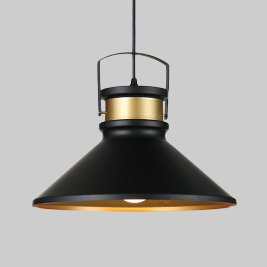 Aluminum Black Finish Pendant Lighting Wide Flared 1-Light Industrial Drop Lamp for Dining Room Clearhalo 'Art Deco Pendants' 'Black' 'Cast Iron' 'Ceiling Lights' 'Ceramic' 'Crystal' 'Industrial Pendants' 'Industrial' 'Metal' 'Middle Century Pendants' 'Pendant Lights' 'Pendants' 'Rustic Pendants' 'Tiffany' Lighting' 607623
