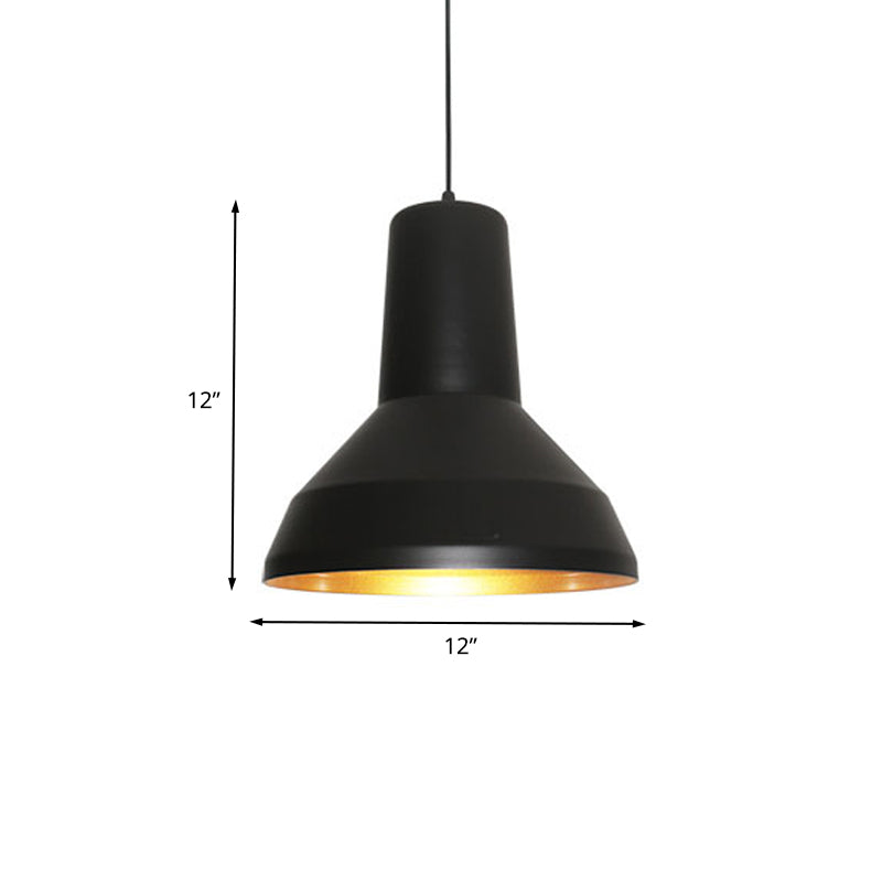 Black Finish 1-Bulb Down Lighting Industrial Metal Funnel Shade Ceiling Hang Fixture over Dining Table Clearhalo 'Art Deco Pendants' 'Black' 'Cast Iron' 'Ceiling Lights' 'Ceramic' 'Crystal' 'Industrial Pendants' 'Industrial' 'Metal' 'Middle Century Pendants' 'Pendant Lights' 'Pendants' 'Rustic Pendants' 'Tiffany' Lighting' 607639
