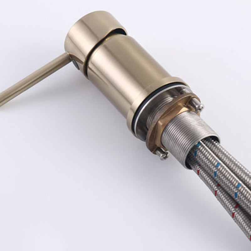 Circular 1-Handle Bathroom Faucet 2 Hole Widespread Bathroom Sink Faucet with Water Hose Clearhalo 'Bathroom Remodel & Bathroom Fixtures' 'Bathroom Sink Faucets' 'Bathroom Sinks & Faucet Components' 'bathroom_sink_faucets' 'Home Improvement' 'home_improvement' 'home_improvement_bathroom_sink_faucets' 6077666