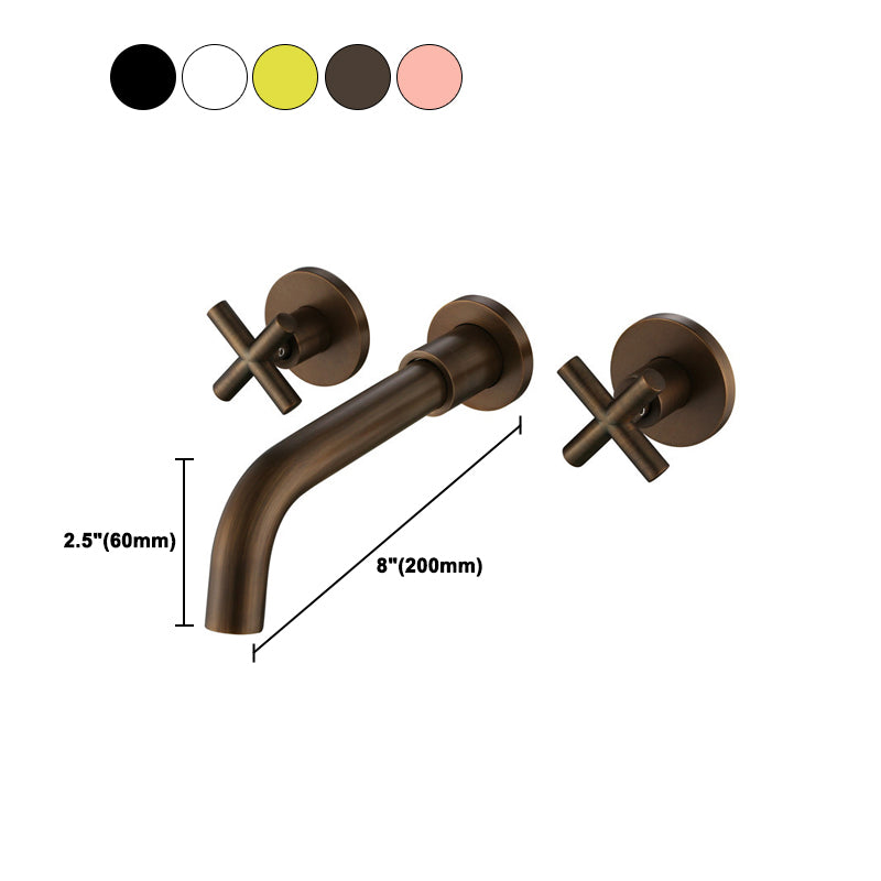 Circular 2-Handle Bathroom Faucet 3 Hole Wall Mounted Bathroom Faucet Clearhalo 'Bathroom Remodel & Bathroom Fixtures' 'Bathroom Sink Faucets' 'Bathroom Sinks & Faucet Components' 'bathroom_sink_faucets' 'Home Improvement' 'home_improvement' 'home_improvement_bathroom_sink_faucets' 6077744