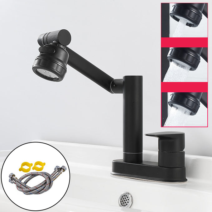 Modern 1-Handle Bathroom Sink Faucet 2 Hole Centerset Lavatory Faucet Textured Black Tri-Mode Supply Lines Included Clearhalo 'Bathroom Remodel & Bathroom Fixtures' 'Bathroom Sink Faucets' 'Bathroom Sinks & Faucet Components' 'bathroom_sink_faucets' 'Home Improvement' 'home_improvement' 'home_improvement_bathroom_sink_faucets' 6077836