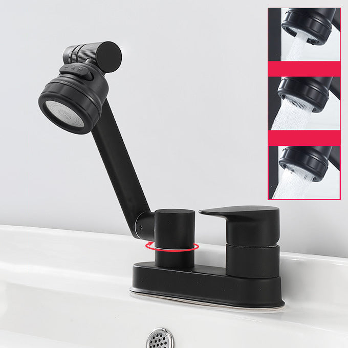 Modern 1-Handle Bathroom Sink Faucet 2 Hole Centerset Lavatory Faucet Black Tri-Mode Supply Lines Not Included Clearhalo 'Bathroom Remodel & Bathroom Fixtures' 'Bathroom Sink Faucets' 'Bathroom Sinks & Faucet Components' 'bathroom_sink_faucets' 'Home Improvement' 'home_improvement' 'home_improvement_bathroom_sink_faucets' 6077838