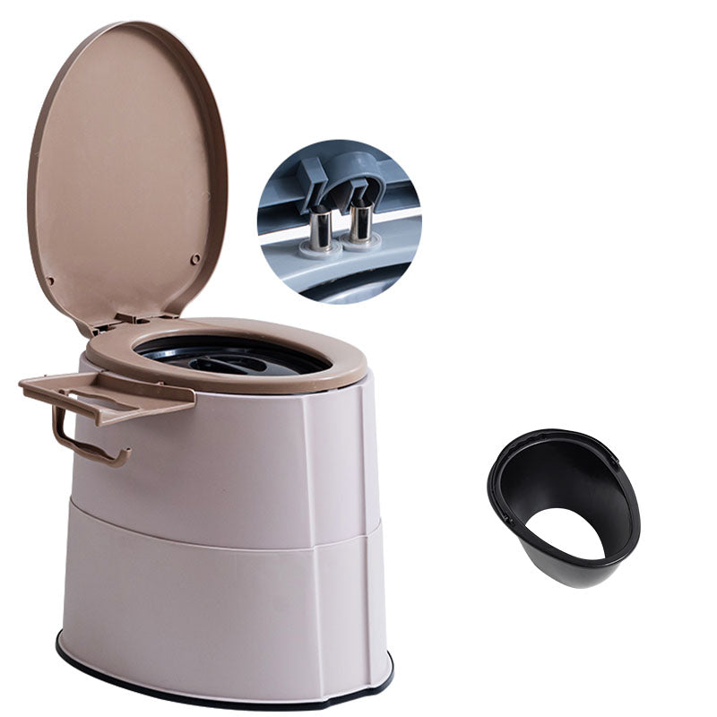 Modern Flush Toilet Plastic Round Floor Mount Toilet Bowl for Bathroom Khaki Upgrading Antiskid Hollow Barrel Clearhalo 'Bathroom Remodel & Bathroom Fixtures' 'Home Improvement' 'home_improvement' 'home_improvement_toilets' 'Toilets & Bidets' 'Toilets' 6077916
