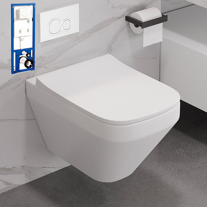 Wall-mounted Toilet Household Concealed Tank In-Wall Small Apartment with Toilet Seat Beige Toilet with High Tanker Clearhalo 'Bathroom Remodel & Bathroom Fixtures' 'Home Improvement' 'home_improvement' 'home_improvement_toilets' 'Toilets & Bidets' 'Toilets' 6077958