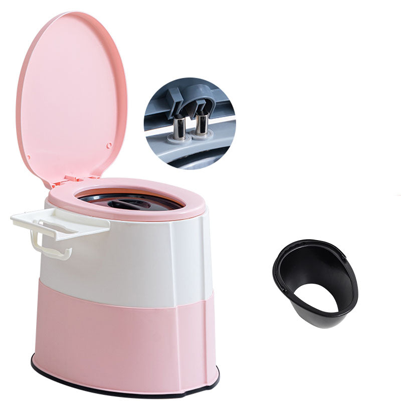 Contemporary Plastic Toilet Floor Mounted Toilet Bowl with Toilet Seat for Washroom Pink Upgrading Antiskid Hollow Barrel Clearhalo 'Bathroom Remodel & Bathroom Fixtures' 'Home Improvement' 'home_improvement' 'home_improvement_toilets' 'Toilets & Bidets' 'Toilets' 6078170
