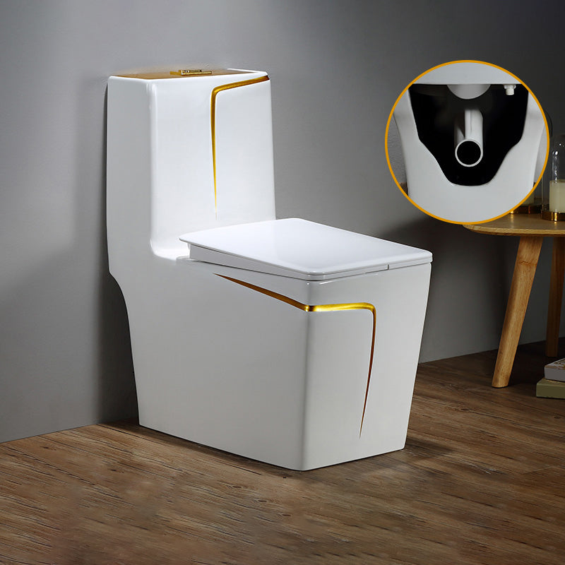 Floor Mount Flush Toilet Skirted Traditional One-Piece Toilet with Slow Close Seat 13"L x 27"W x 30"H Gold Clearhalo 'Bathroom Remodel & Bathroom Fixtures' 'Home Improvement' 'home_improvement' 'home_improvement_toilets' 'Toilets & Bidets' 'Toilets' 6090625