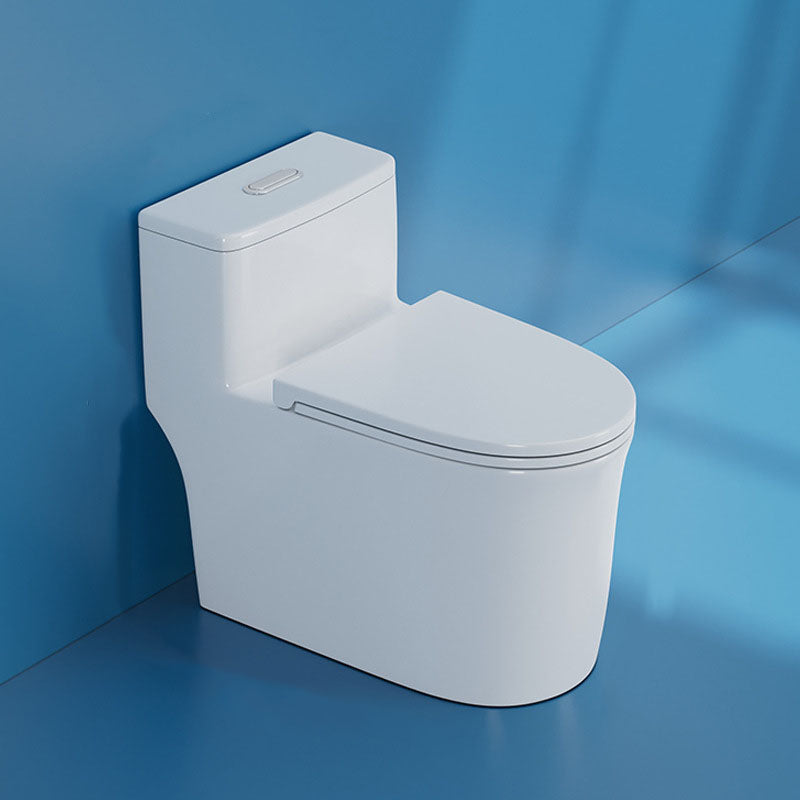 White Elongated One-Piece Toilet Siphon Jet Water Saving Flush Toilet with Toilet Seat 15"L x 27"W x 25"H Clearhalo 'Bathroom Remodel & Bathroom Fixtures' 'Home Improvement' 'home_improvement' 'home_improvement_toilets' 'Toilets & Bidets' 'Toilets' 6090672