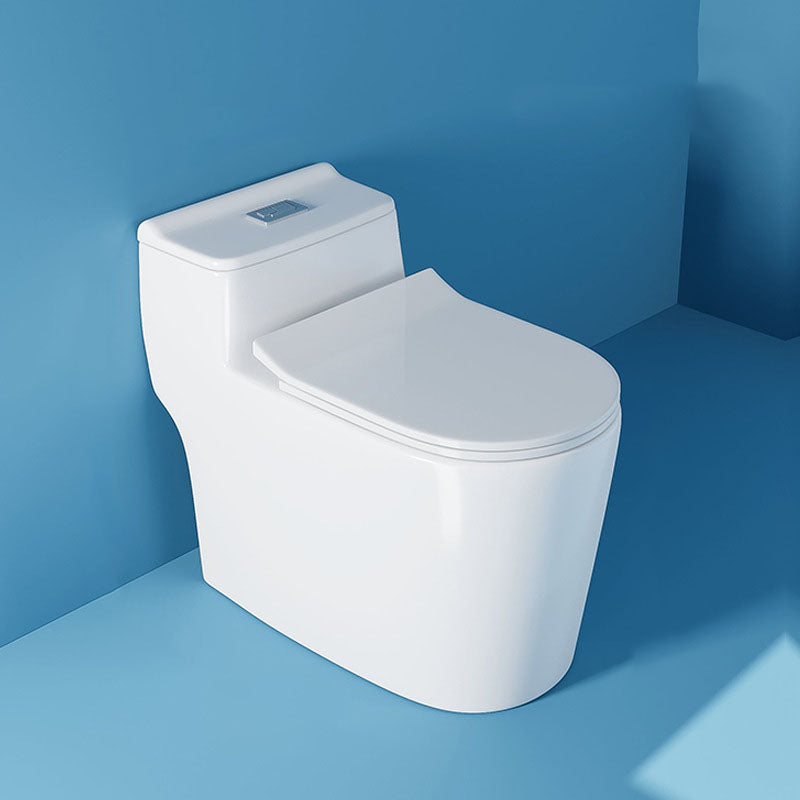 White Elongated One-Piece Toilet Siphon Jet Water Saving Flush Toilet with Toilet Seat 15"L x 27"W x 24"H Clearhalo 'Bathroom Remodel & Bathroom Fixtures' 'Home Improvement' 'home_improvement' 'home_improvement_toilets' 'Toilets & Bidets' 'Toilets' 6090673