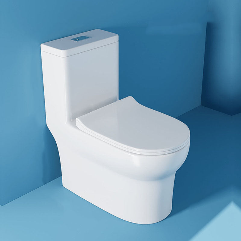 White Elongated One-Piece Toilet Siphon Jet Water Saving Flush Toilet with Toilet Seat 15"L x 27"W x 31"H Clearhalo 'Bathroom Remodel & Bathroom Fixtures' 'Home Improvement' 'home_improvement' 'home_improvement_toilets' 'Toilets & Bidets' 'Toilets' 6090674