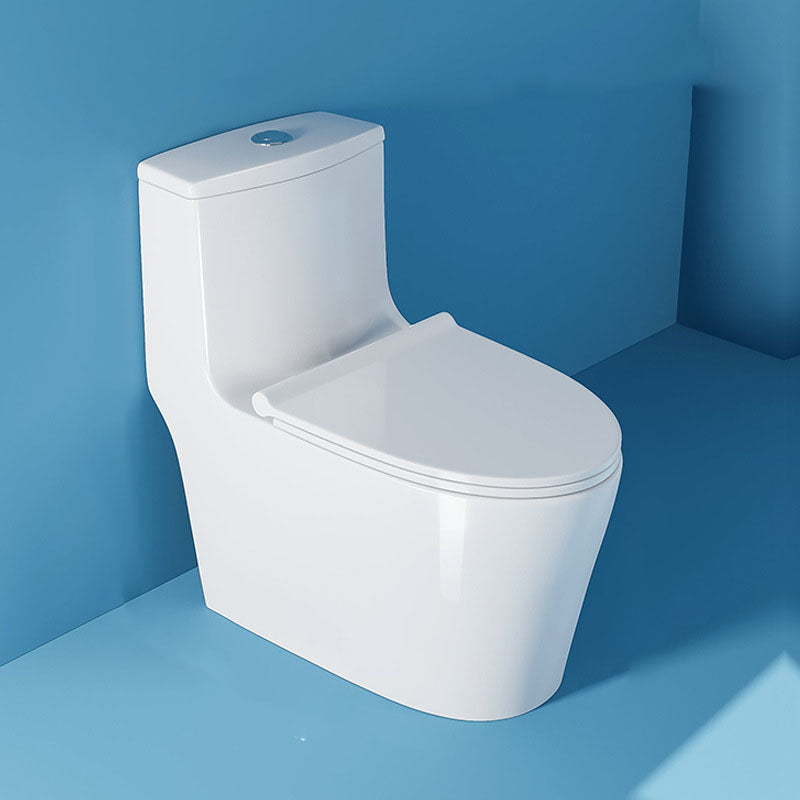 White Elongated One-Piece Toilet Siphon Jet Water Saving Flush Toilet with Toilet Seat 15"L x 28"W x 27"H Clearhalo 'Bathroom Remodel & Bathroom Fixtures' 'Home Improvement' 'home_improvement' 'home_improvement_toilets' 'Toilets & Bidets' 'Toilets' 6090675