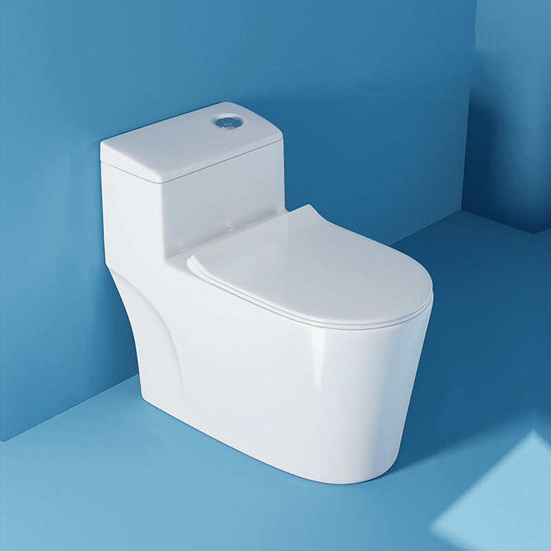 White Elongated One-Piece Toilet Siphon Jet Water Saving Flush Toilet with Toilet Seat 15"L x 28"W x 25"H Clearhalo 'Bathroom Remodel & Bathroom Fixtures' 'Home Improvement' 'home_improvement' 'home_improvement_toilets' 'Toilets & Bidets' 'Toilets' 6090676