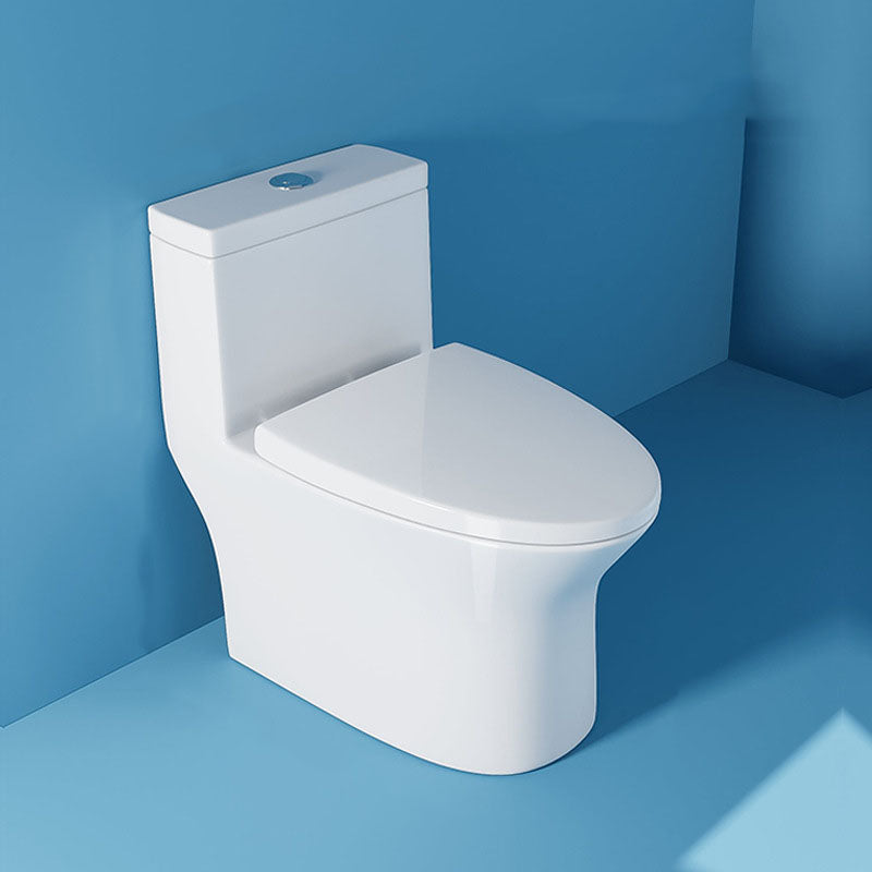 White Elongated One-Piece Toilet Siphon Jet Water Saving Flush Toilet with Toilet Seat 16"L x 27"W x 27"H Clearhalo 'Bathroom Remodel & Bathroom Fixtures' 'Home Improvement' 'home_improvement' 'home_improvement_toilets' 'Toilets & Bidets' 'Toilets' 6090677