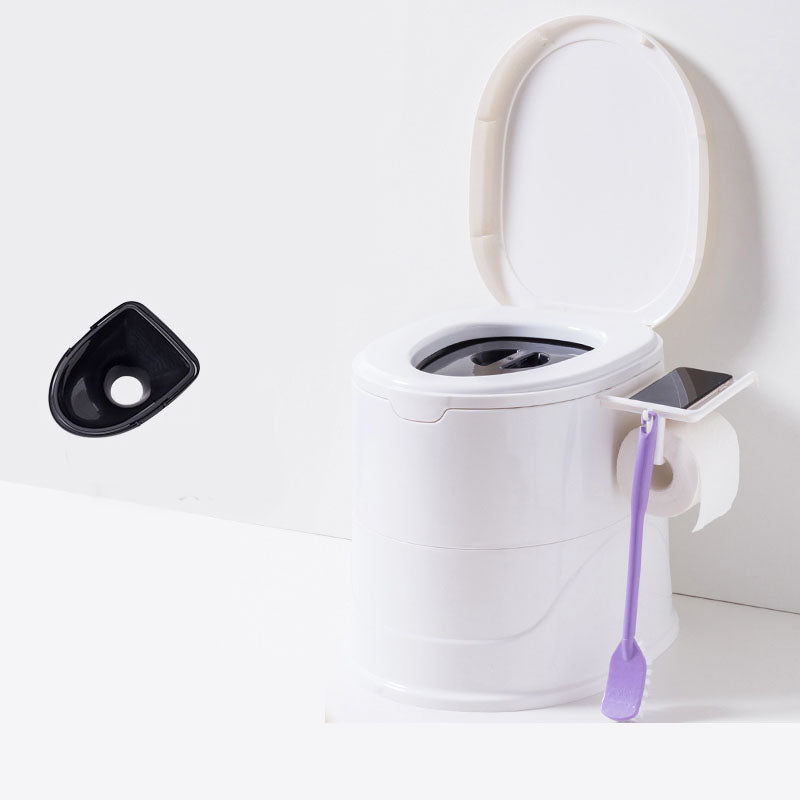 Contemporary Floor Mounted Toilet Plastic Toilet Bowl for Bathroom White Antiskid Hollow Barrel Clearhalo 'Bathroom Remodel & Bathroom Fixtures' 'Home Improvement' 'home_improvement' 'home_improvement_toilets' 'Toilets & Bidets' 'Toilets' 6090707