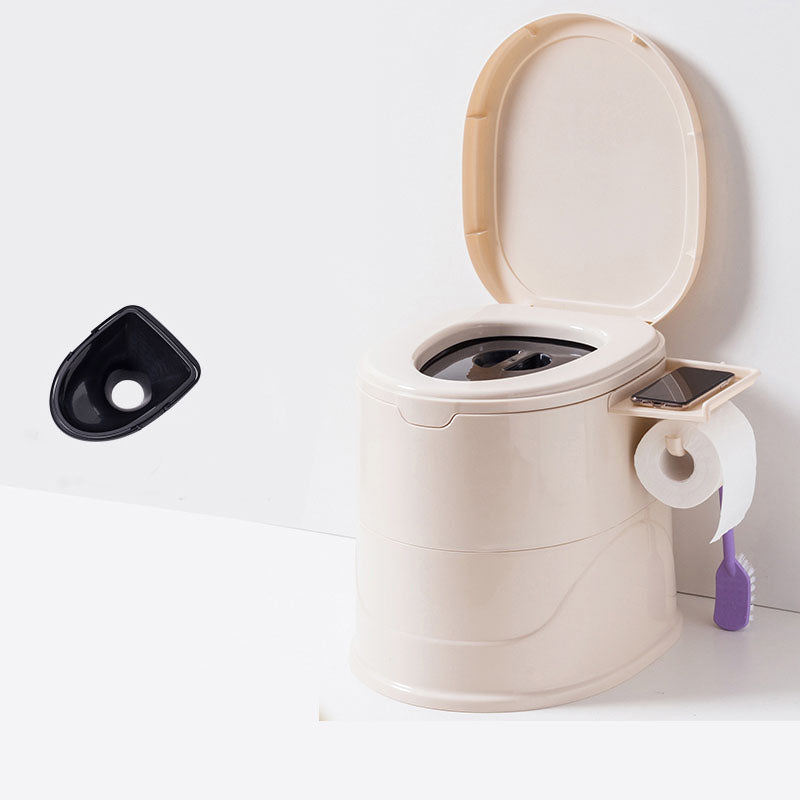 Contemporary Floor Mounted Toilet Plastic Toilet Bowl for Bathroom Beige Antiskid Hollow Barrel Clearhalo 'Bathroom Remodel & Bathroom Fixtures' 'Home Improvement' 'home_improvement' 'home_improvement_toilets' 'Toilets & Bidets' 'Toilets' 6090710