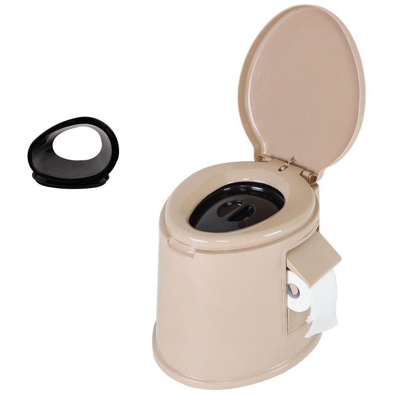 Contemporary Plastic Toilet Floor Mounted Toilet Bowl for Washroom 17"L x 20"W x 16"H Khaki Hollow Barrel Clearhalo 'Bathroom Remodel & Bathroom Fixtures' 'Home Improvement' 'home_improvement' 'home_improvement_toilets' 'Toilets & Bidets' 'Toilets' 6090801