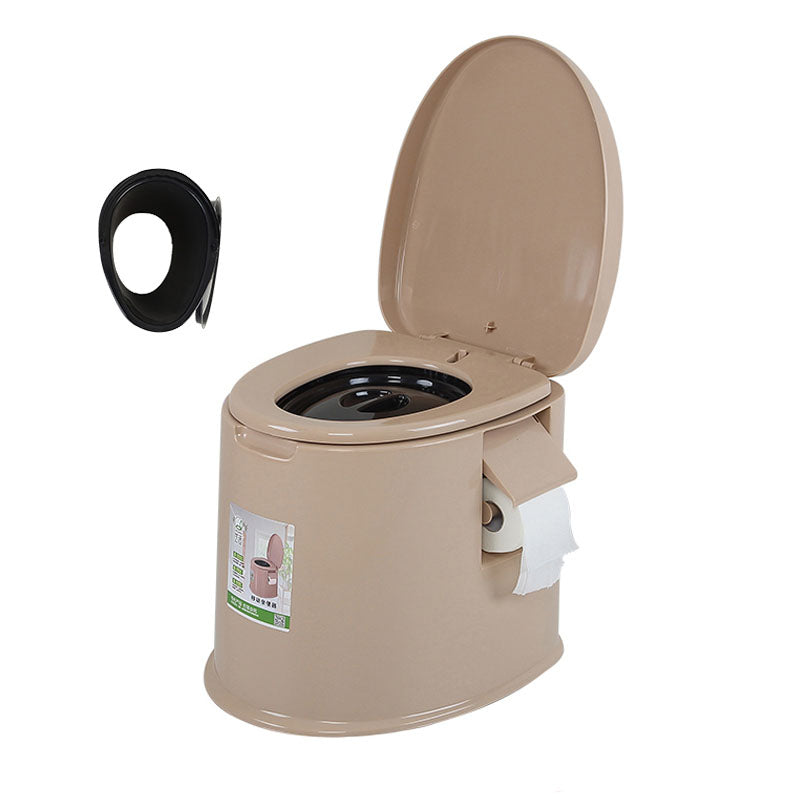 Contemporary Plastic Toilet Floor Mounted Toilet Bowl for Washroom 16"L x 19"W x 17"H Khaki Hollow Barrel Clearhalo 'Bathroom Remodel & Bathroom Fixtures' 'Home Improvement' 'home_improvement' 'home_improvement_toilets' 'Toilets & Bidets' 'Toilets' 6090818