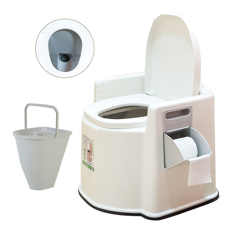 Contemporary Plastic Toilet Floor Mounted Toilet Bowl for Washroom 23"L x 22"W x 20"H White Hollow Barrel Clearhalo 'Bathroom Remodel & Bathroom Fixtures' 'Home Improvement' 'home_improvement' 'home_improvement_toilets' 'Toilets & Bidets' 'Toilets' 6090821