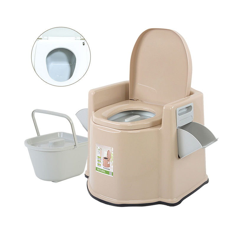 Contemporary Plastic Toilet Floor Mounted Toilet Bowl for Washroom 23"L x 22"W x 20"H Khaki Solid Barrel Clearhalo 'Bathroom Remodel & Bathroom Fixtures' 'Home Improvement' 'home_improvement' 'home_improvement_toilets' 'Toilets & Bidets' 'Toilets' 6090823