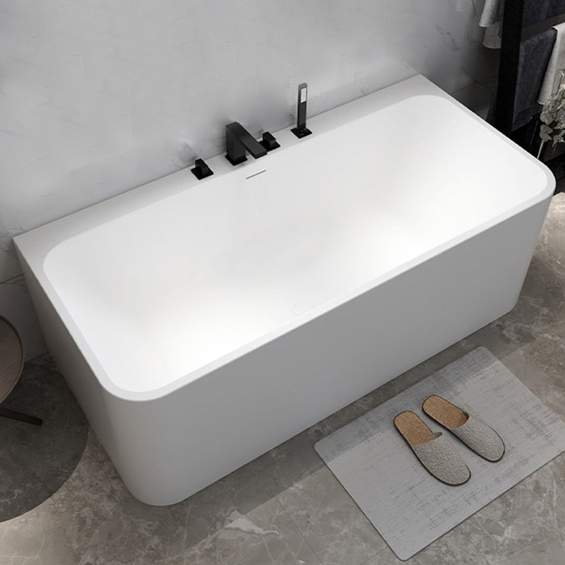 White Stone Rectangular Bath Tub Soaking Stand Alone Tub with Drain and Overflow Trim Clearhalo 'Bathroom Remodel & Bathroom Fixtures' 'Bathtubs' 'Home Improvement' 'home_improvement' 'home_improvement_bathtubs' 'Showers & Bathtubs' 6108192