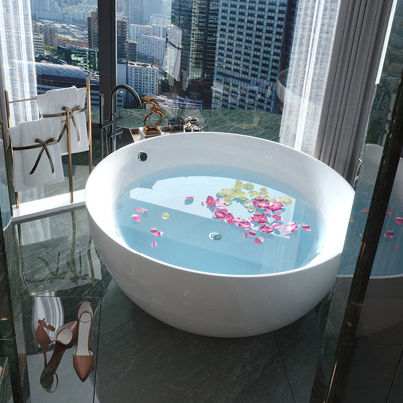 Bathroom Acrylic Round Bath Tub Soaking Stand Alone Tub with Drain Clearhalo 'Bathroom Remodel & Bathroom Fixtures' 'Bathtubs' 'Home Improvement' 'home_improvement' 'home_improvement_bathtubs' 'Showers & Bathtubs' 6108201