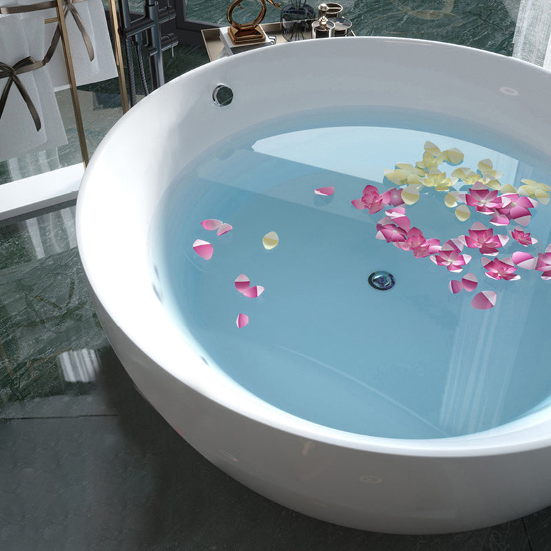 Bathroom Acrylic Round Bath Tub Soaking Stand Alone Tub with Drain Clearhalo 'Bathroom Remodel & Bathroom Fixtures' 'Bathtubs' 'Home Improvement' 'home_improvement' 'home_improvement_bathtubs' 'Showers & Bathtubs' 6108204