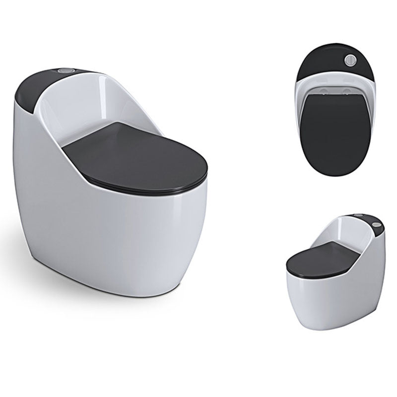 1-Piece Round Toilet Bowl 1.2 GPF Siphon Jet Flush Toilet for Bathroom Black White Clearhalo 'Bathroom Remodel & Bathroom Fixtures' 'Home Improvement' 'home_improvement' 'home_improvement_toilets' 'Toilets & Bidets' 'Toilets' 6111544