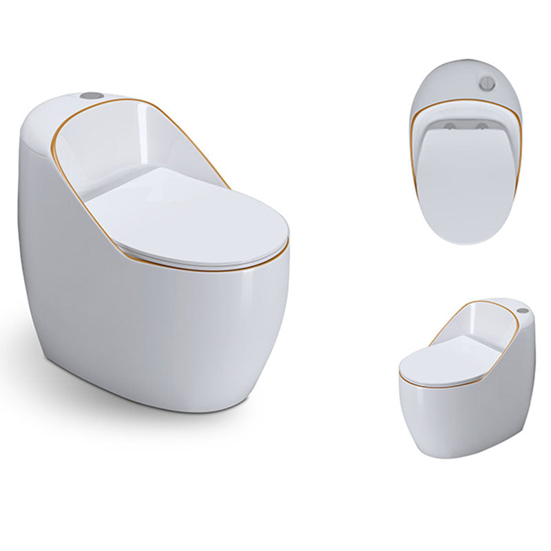 1-Piece Round Toilet Bowl 1.2 GPF Siphon Jet Flush Toilet for Bathroom White/ Gold Clearhalo 'Bathroom Remodel & Bathroom Fixtures' 'Home Improvement' 'home_improvement' 'home_improvement_toilets' 'Toilets & Bidets' 'Toilets' 6111546