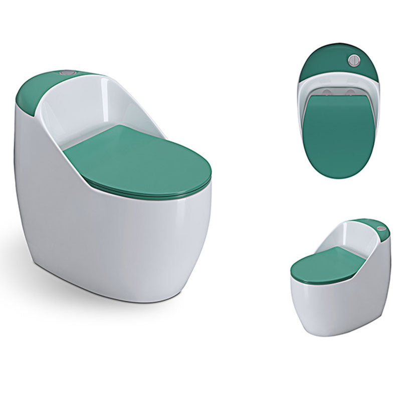 1-Piece Round Toilet Bowl 1.2 GPF Siphon Jet Flush Toilet for Bathroom White Green Clearhalo 'Bathroom Remodel & Bathroom Fixtures' 'Home Improvement' 'home_improvement' 'home_improvement_toilets' 'Toilets & Bidets' 'Toilets' 6111553