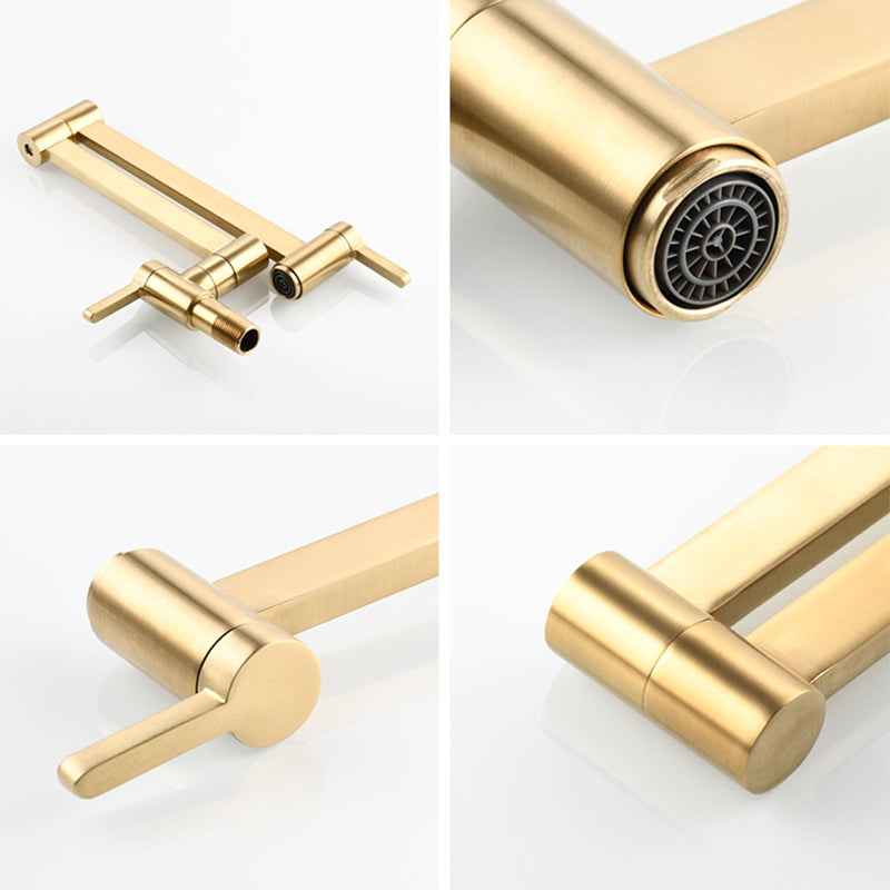 1-Handle Brushed Nickel Widespread Faucet 1 Hole Wall Mounted Bathroom Faucet with Brass Clearhalo 'Bathroom Remodel & Bathroom Fixtures' 'Bathroom Sink Faucets' 'Bathroom Sinks & Faucet Components' 'bathroom_sink_faucets' 'Home Improvement' 'home_improvement' 'home_improvement_bathroom_sink_faucets' 6116324