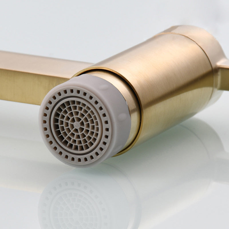 1-Handle Brushed Nickel Widespread Faucet 1 Hole Wall Mounted Bathroom Faucet with Brass Clearhalo 'Bathroom Remodel & Bathroom Fixtures' 'Bathroom Sink Faucets' 'Bathroom Sinks & Faucet Components' 'bathroom_sink_faucets' 'Home Improvement' 'home_improvement' 'home_improvement_bathroom_sink_faucets' 6116328