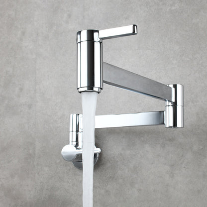1-Handle Brushed Nickel Widespread Faucet 1 Hole Wall Mounted Bathroom Faucet with Brass Chrome Single Pattern Clearhalo 'Bathroom Remodel & Bathroom Fixtures' 'Bathroom Sink Faucets' 'Bathroom Sinks & Faucet Components' 'bathroom_sink_faucets' 'Home Improvement' 'home_improvement' 'home_improvement_bathroom_sink_faucets' 6116332