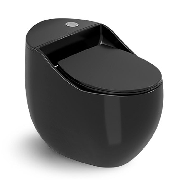 Modern Skirted Toilet Bowl Siphon Jet Toilet with Slow Close Seat for Bathroom Black Clearhalo 'Bathroom Remodel & Bathroom Fixtures' 'Home Improvement' 'home_improvement' 'home_improvement_toilets' 'Toilets & Bidets' 'Toilets' 6118020