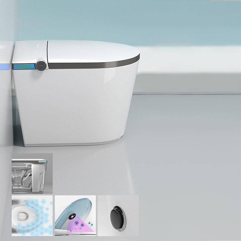 Modern All-In-One Toilet Bowl Siphon Jet Toilet with Soft-Close Seat for Bathroom Grey Foot Touch Flush (Standard Configuration) Clearhalo 'Bathroom Remodel & Bathroom Fixtures' 'Home Improvement' 'home_improvement' 'home_improvement_toilets' 'Toilets & Bidets' 'Toilets' 6118056