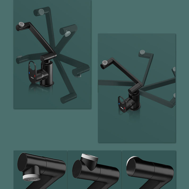 Contemporary Centerset Faucet Lever Handles Rotatable Low Arc Solid Brass Circular Faucet Clearhalo 'Bathroom Remodel & Bathroom Fixtures' 'Bathroom Sink Faucets' 'Bathroom Sinks & Faucet Components' 'bathroom_sink_faucets' 'Home Improvement' 'home_improvement' 'home_improvement_bathroom_sink_faucets' 6118140