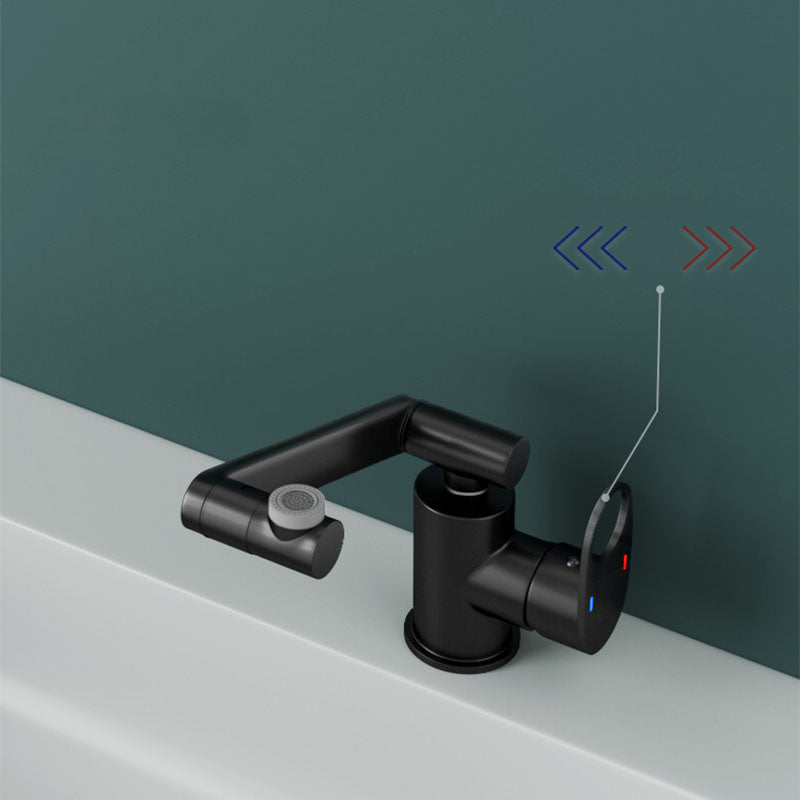 Contemporary Centerset Faucet Lever Handles Rotatable Low Arc Solid Brass Circular Faucet Clearhalo 'Bathroom Remodel & Bathroom Fixtures' 'Bathroom Sink Faucets' 'Bathroom Sinks & Faucet Components' 'bathroom_sink_faucets' 'Home Improvement' 'home_improvement' 'home_improvement_bathroom_sink_faucets' 6118141