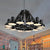 Black/Red 12 Bulbs Hanging Lighting Industrial Metal Swing Arm Chandelier Lamp with Dome Shade for Living Room Black Clearhalo 'Cast Iron' 'Ceiling Lights' 'Chandeliers' 'Industrial Chandeliers' 'Industrial' 'Metal' 'Middle Century Chandeliers' 'Rustic Chandeliers' 'Tiffany' Lighting' 612052