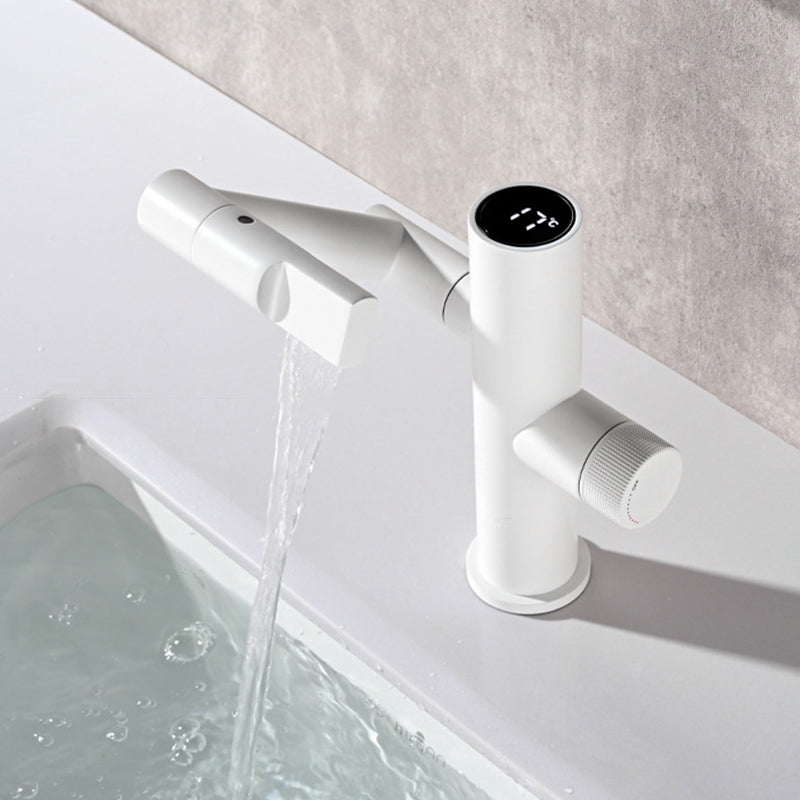 Contemporary Sink Faucet Solid Color Knob Handle Brass Bathroom Faucet Clearhalo 'Bathroom Remodel & Bathroom Fixtures' 'Bathroom Sink Faucets' 'Bathroom Sinks & Faucet Components' 'bathroom_sink_faucets' 'Home Improvement' 'home_improvement' 'home_improvement_bathroom_sink_faucets' 6120624