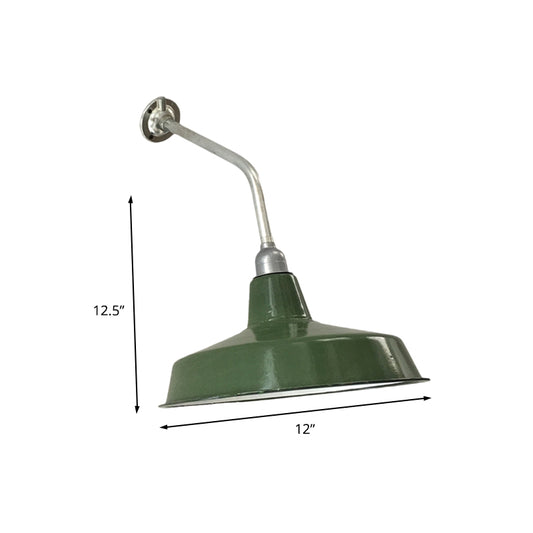12"/14" Wide 1 Bulb Iron Wall Light Farmhouse Green Barn Outdoor Wall Mount Sconce with Bend Arm Clearhalo 'Art deco wall lights' 'Cast Iron' 'Glass' 'Industrial wall lights' 'Industrial' 'Middle century wall lights' 'Modern' 'Rustic wall lights' 'Tiffany' 'Traditional wall lights' 'Wall Lamps & Sconces' 'Wall Lights' Lighting' 612095