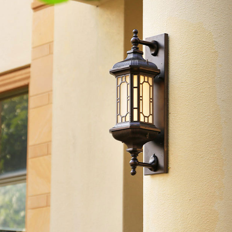 Farmhouse Rectangle Sconce Light Fixture 1 Bulb Aluminum Wall Lamp Fixture in Black for Courtyard Black Clearhalo 'Wall Lamps & Sconces' 'Wall Lights' Lighting' 612296