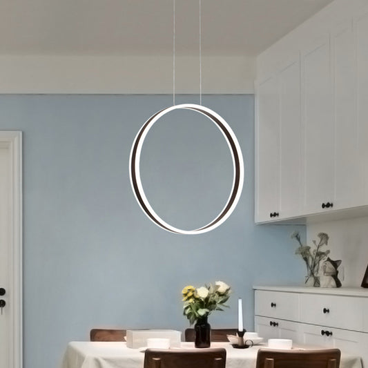 Modernist Ring Hanging Light Kit Acrylic Dining Room LED Ceiling Pendant Lamp in Coffee, 16"/23.5" Dia Coffee Clearhalo 'Ceiling Lights' 'Modern Pendants' 'Modern' 'Pendant Lights' 'Pendants' Lighting' 612320
